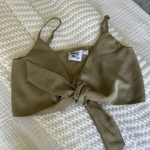 Princess Polly Tan Tie-Front Top
